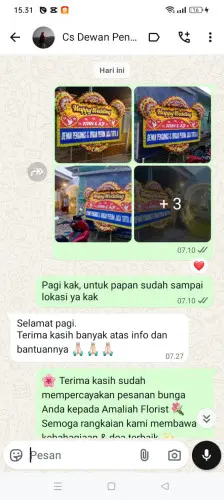 Testimonial Papan Bunga Pernikahan tenjolaya